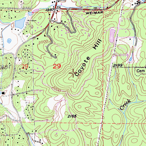 Topographic Map of Coyote Hill, CA