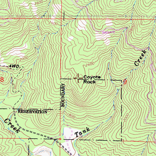 Topographic Map of Coyote Rock, CA