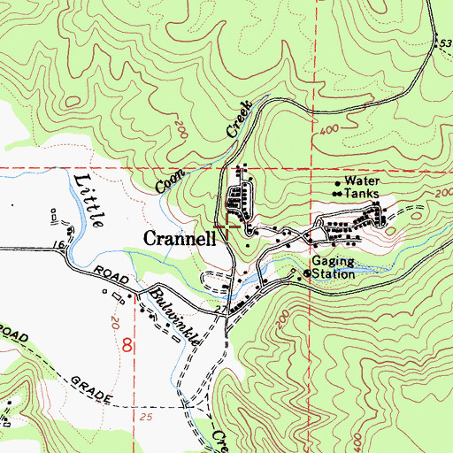 Topographic Map of Crannell, CA