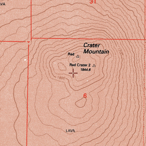 Topographic Map of Crater Mountain, CA
