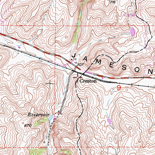 Topographic Map of Creston, CA