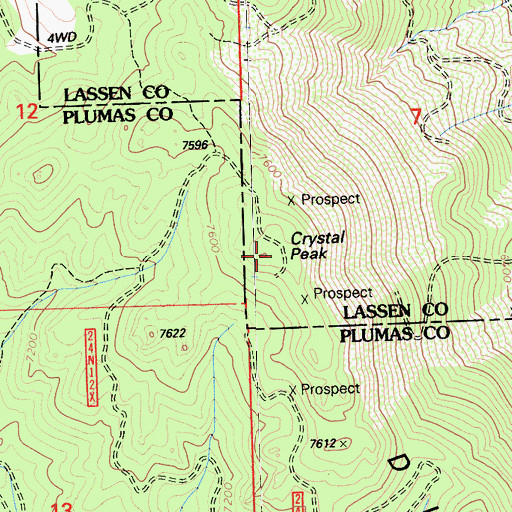 Topographic Map of Crystal Peak, CA