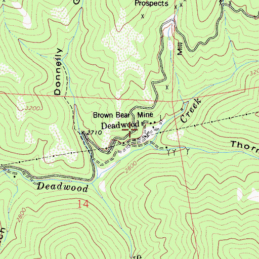 Topographic Map of Deadwood, CA