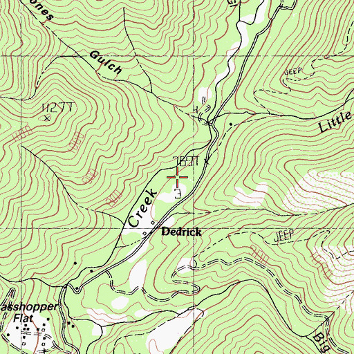 Topographic Map of Dedrick, CA