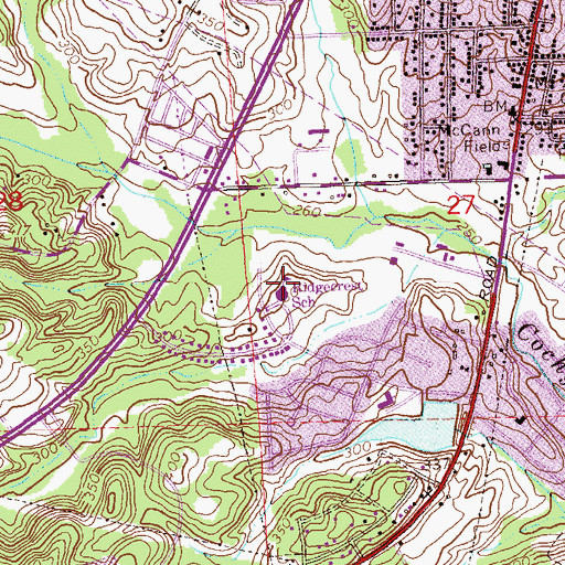 Topographic Map of Ridgecrest Elementary School, AL