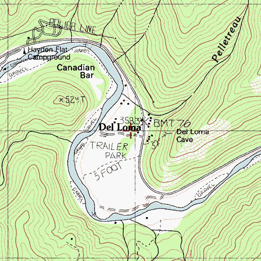 Topographic Map of Del Loma, CA