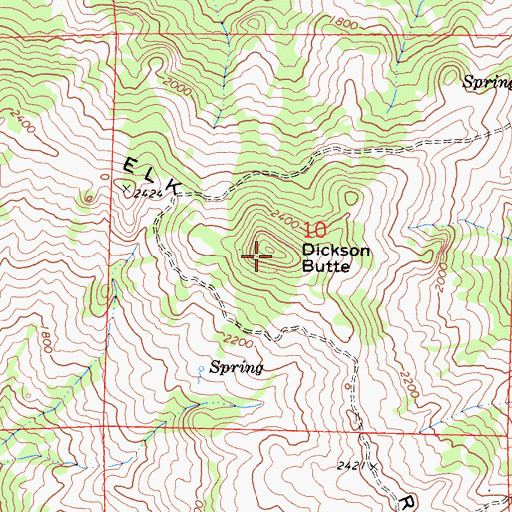 Topographic Map of Dickson Butte, CA