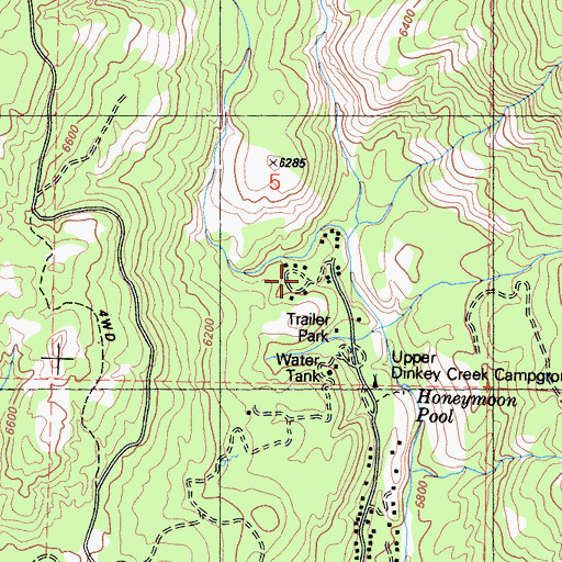 Topographic Map of Dinkey Creek, CA