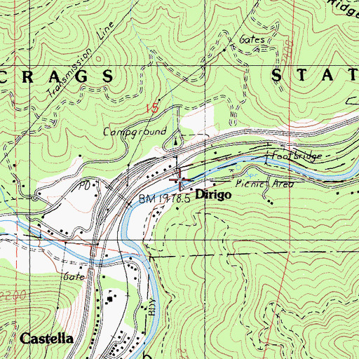 Topographic Map of Dirigo, CA