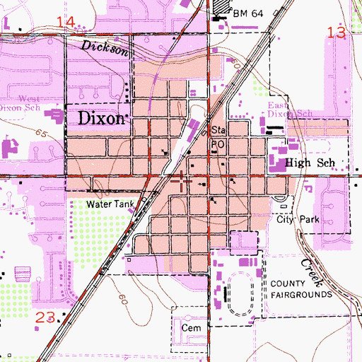 Topographic Map of Dixon, CA