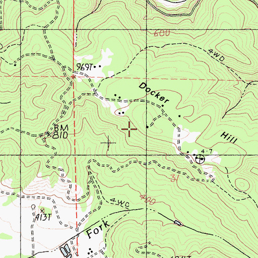Topographic Map of Docker Hill, CA