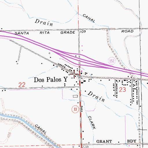 Topographic Map of Dos Palos Y, CA