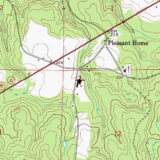 Topographic Map of Pleasant Home High School, AL