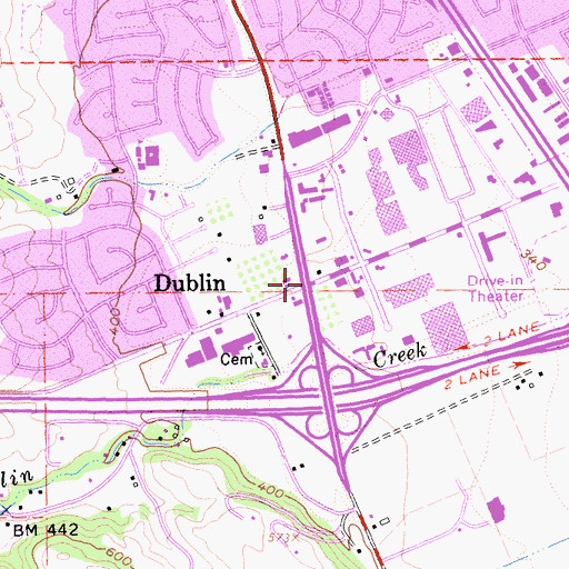 Topographic Map of Dublin, CA