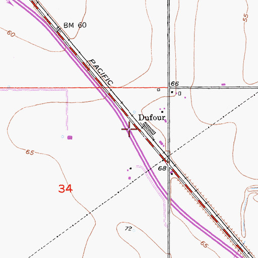 Topographic Map of Dufour, CA