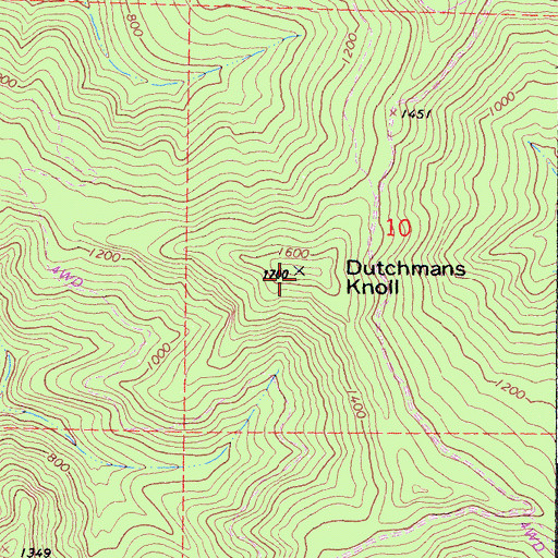 Topographic Map of Dutchmans Knoll, CA