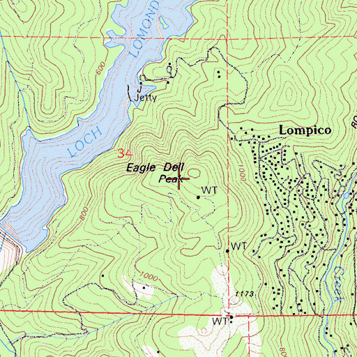 Topographic Map of Eagle Dell Peak, CA