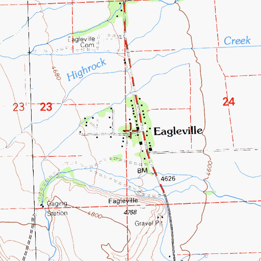 Topographic Map of Eagleville, CA