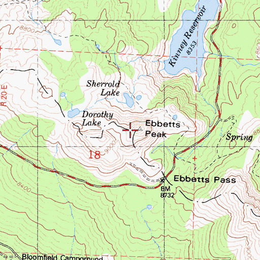 Topographic Map of Ebbetts Peak, CA