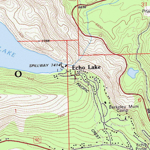 Topographic Map of Echo Lake, CA