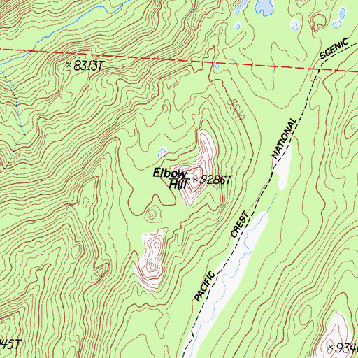 Topographic Map of Elbow Hill, CA
