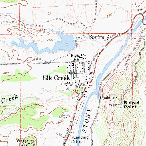 Topographic Map of Elk Creek, CA