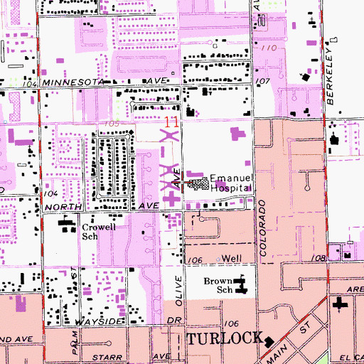 Topographic Map of Emanuel Medical Center, CA