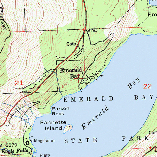 Topographic Map of Emerald Bay, CA