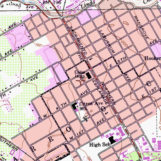 Topographic Map of Enloe Medical Center, CA