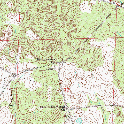 Topographic Map of Shady Grove Elementary School (historical), AL
