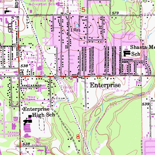 Topographic Map of Enterprise, CA