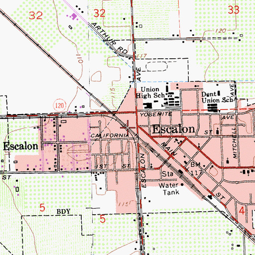 Topographic Map of Escalon, CA