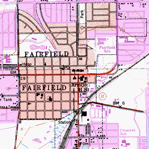 Topographic Map of Fairfield, CA