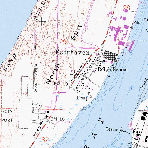 Topographic Map of Fairhaven, CA
