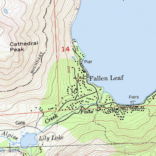 Topographic Map of Fallen Leaf, CA