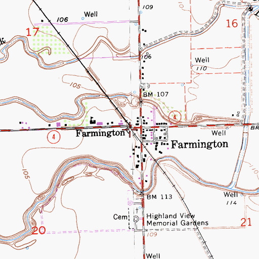 Topographic Map of Farmington, CA
