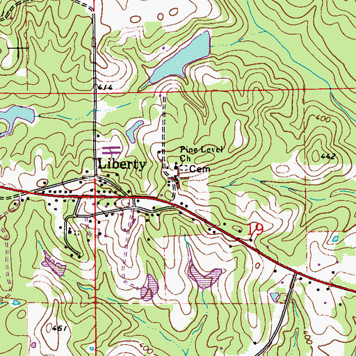 Topographic Map of Pine Level Elementary School (historical), AL