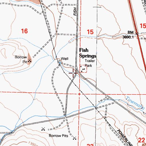 Topographic Map of Fish Springs, CA