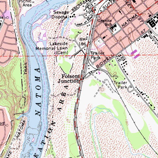 Topographic Map of Folsom Junction, CA