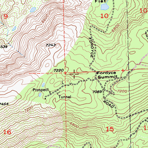 Topographic Map of Fordyce Summit, CA