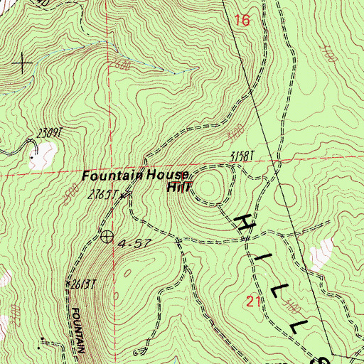 Topographic Map of Fountain House Hill, CA