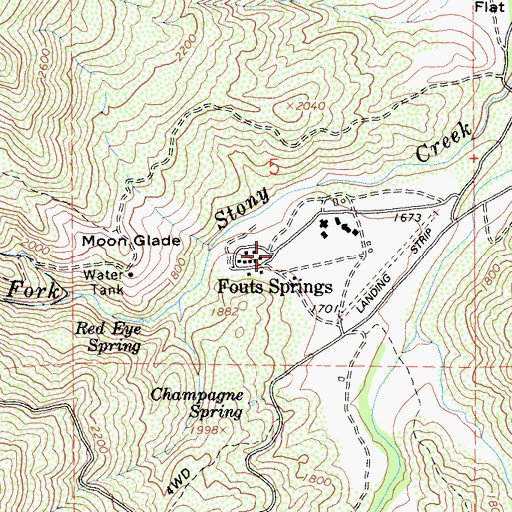 Topographic Map of Fouts Springs, CA
