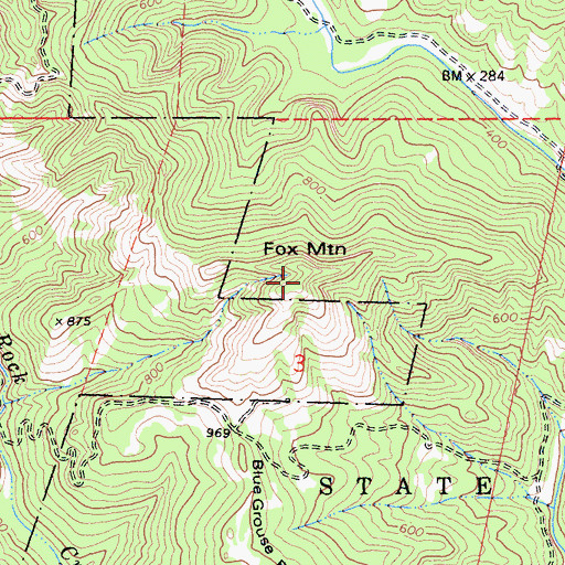 Topographic Map of Fox Mountain, CA