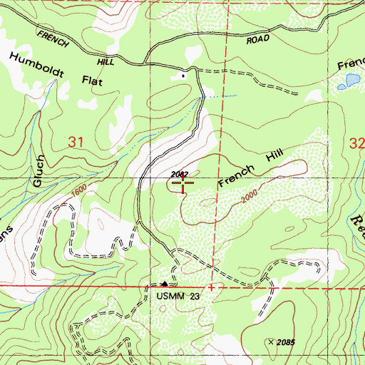 Topographic Map of French Hill, CA