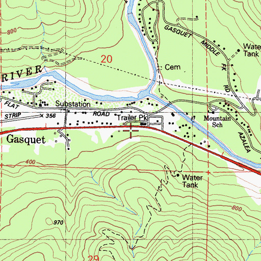 Topographic Map of Gasquet, CA
