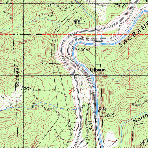 Topographic Map of Gibson, CA