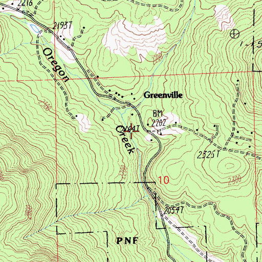Topographic Map of Greenville, CA