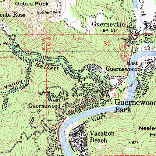 Topographic Map of Guernewood Park, CA