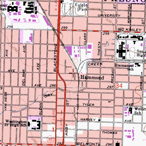 Topographic Map of Hammond, CA