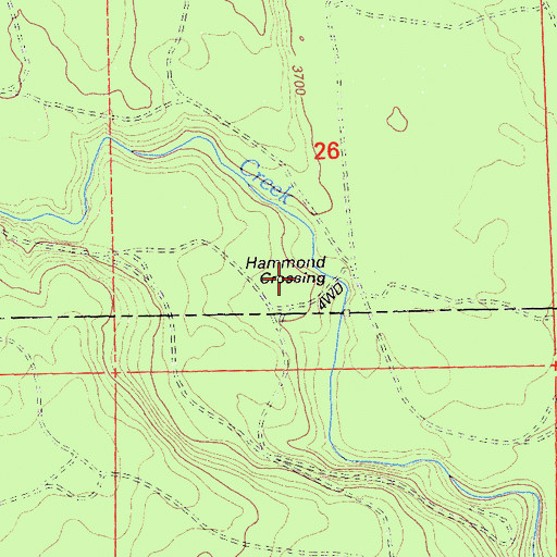 Topographic Map of Hammond Crossing, CA